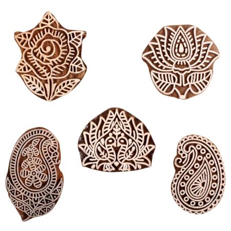 Set of 5 Piece New Mix Wooden Printing Block